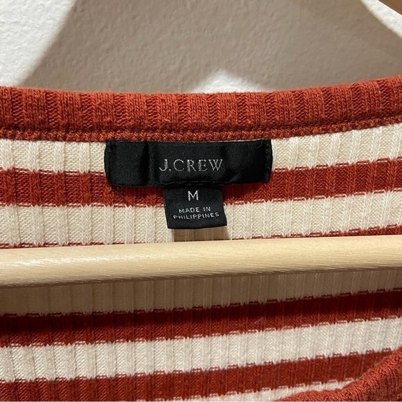 J. CREW Natural Emilia Striped Ribbed Half Sleeve Henley Tee sz medium Womens - Picture 5 of 6